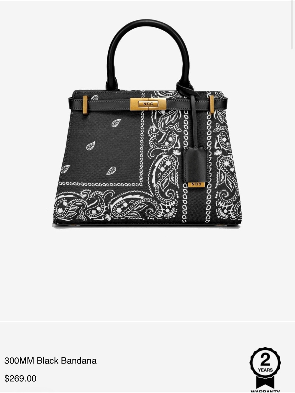 NDG Paris NWT black bandana bag 300MM